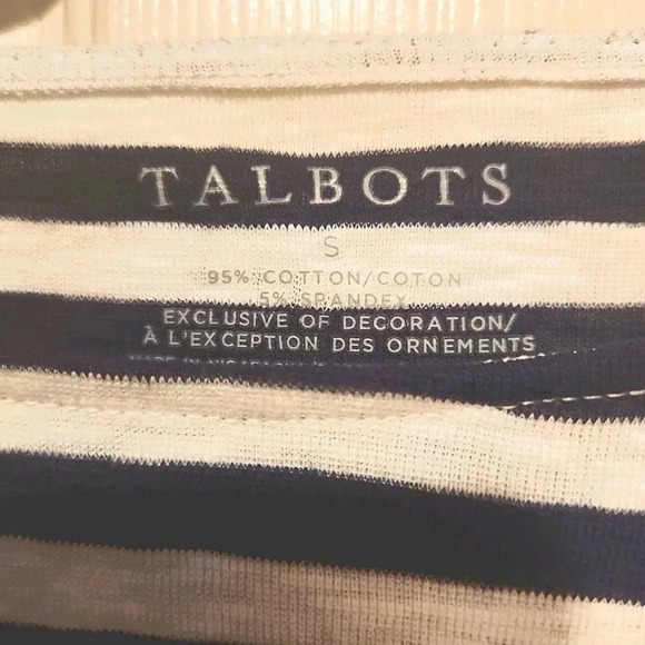 NWOT Talbots 3/4 sleeve nautical striped op & ruffled hem Size Small - Picture 4 of 6